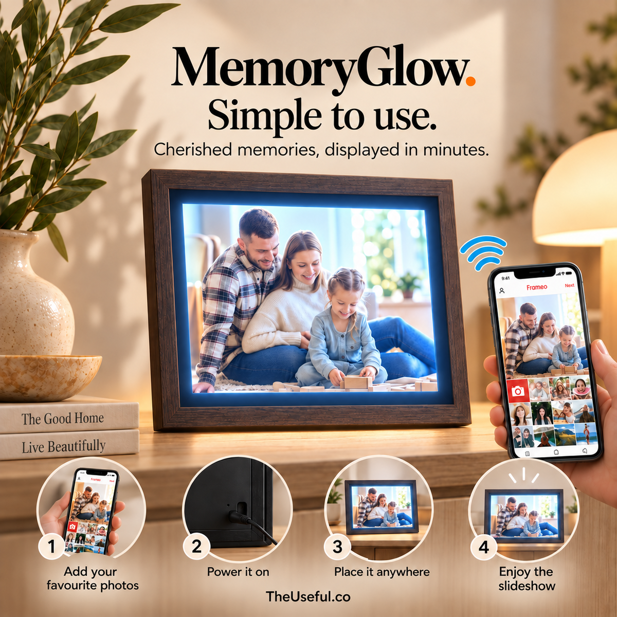 MemoryGlow Smart Digital Frame